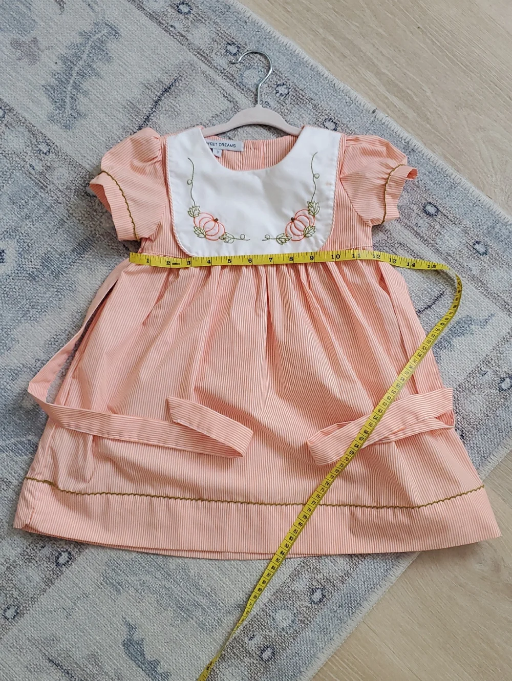 Sweet Dreams Girls Embroidered Pumpkin Fall Harvest Dress Sz3